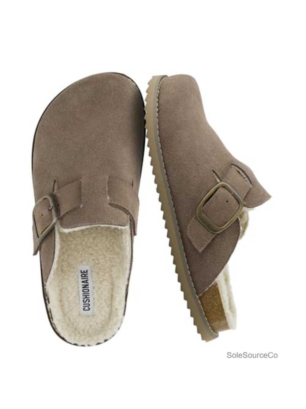 Genuine Suede Mules Clogs Women's Fur Lined Slip-On Slippers Comfort Memory